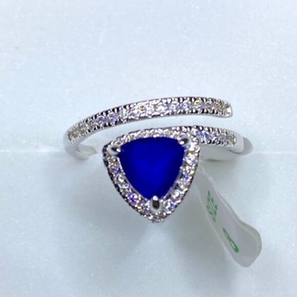 Sapphire Fused with Genuine Quartz CZ Ring RBP6428 Glitzy Chic Size 8 - Picture 1 of 4